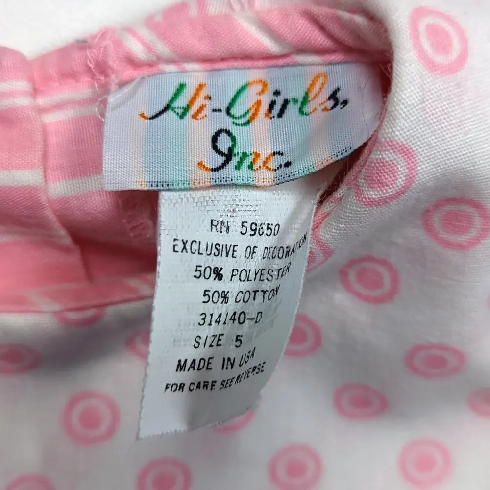 Vintage Hi-Girls Dress Girls Size 5 Pink Drop Waist Stripe Party